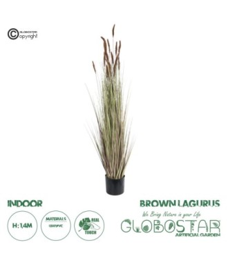 GloboStar® Artificial Garden BROWN LAGURUS 21101 Διακοσμητικό Φυτό Καφέ Λαγοουρά Υ140cm